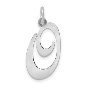 14k White Gold, Ella Collection, LG Fancy Script Initial O Pendant